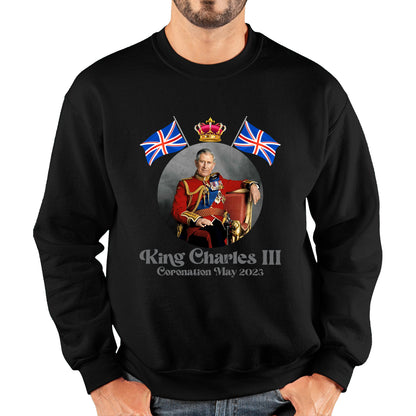 King Charles III 6th May 2023 Coronation British Flags Royal Crown CR III Union Jack His Majesty Unisex Sweatshirt