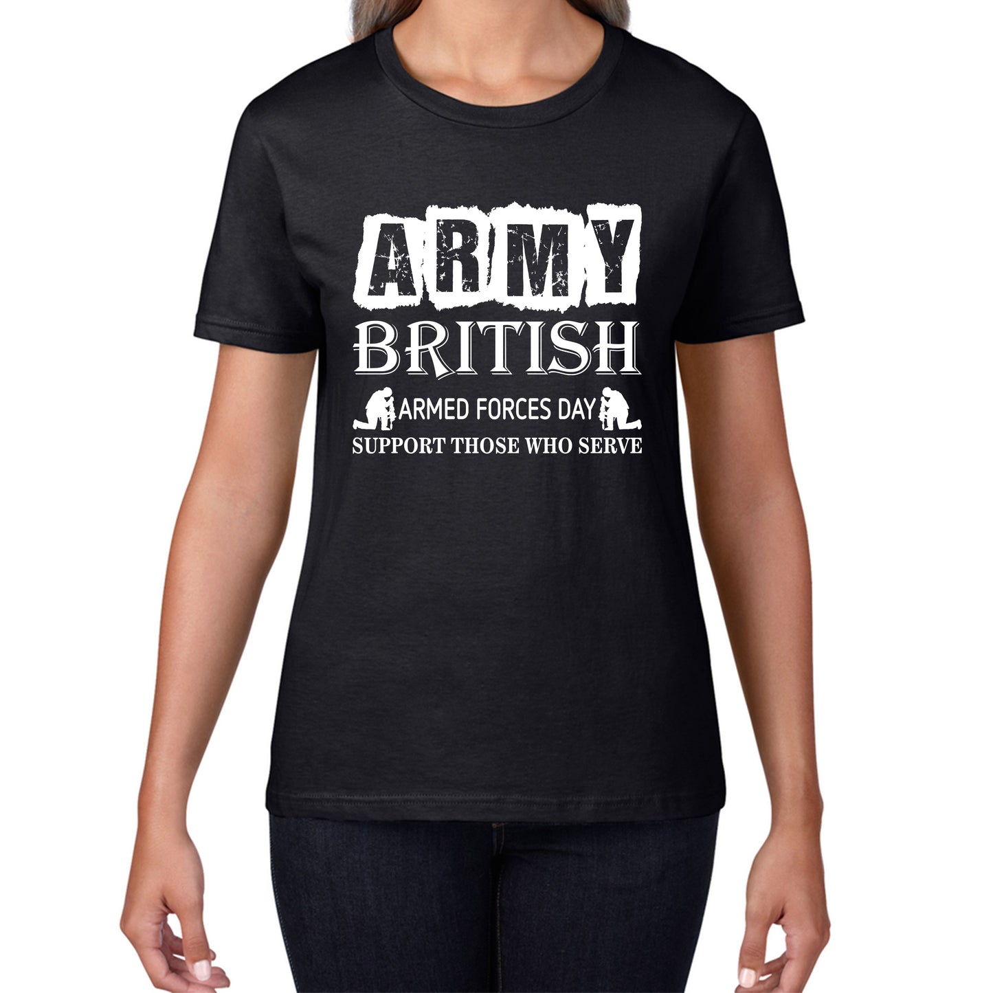 Army British Armed Forces Day Support Those Who Serve Lest We Forget Remembrance Day Veterans Day Poppy Flower Womens Tee Top