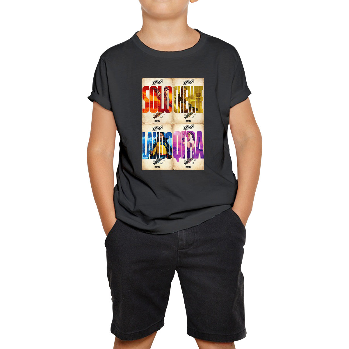 Solo A Star Wars Story Posters Solo Chewie Lando Qira Sci-fi Action Adventure Movie Characters Star Wars Galaxy's Edge Trip Kids T Shirt