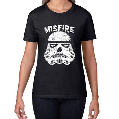 Misfire The Dark Side Made Me Do It Spoof Trooper Armor Helmet Movie Series Womens Tee Top