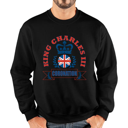 King Charles III 2023 Coronation God Save The King Royal Crown CR III His Majesty Union Jack Uk Flag Unisex Sweatshirt