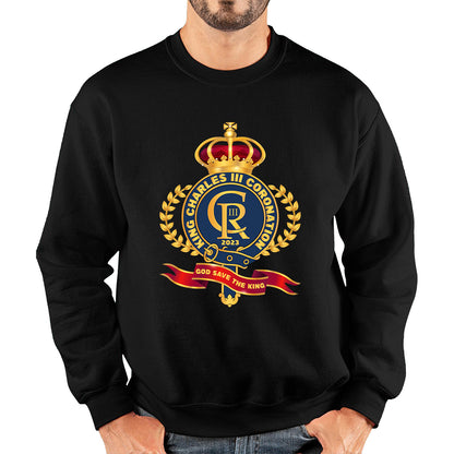 King Charles III Coronation 2023 CR III God Save The King Royal Crown United Kingdom Ruling Monarch Unisex Sweatshirt