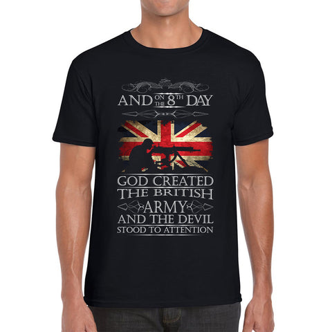 God Created The British Army And The Devil Stood To Attention Lest We Forget Remembrance Day Mens Tee Top