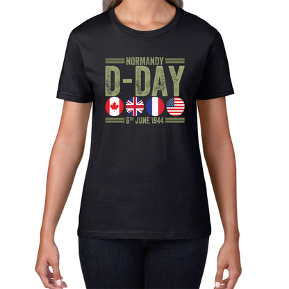 Normandy D-Day 6th June 1944 Normandy Landings World War II British Canadian Airborne Military Seaborne Invasion UK Army Veteran Patriotic Womens Tee Top