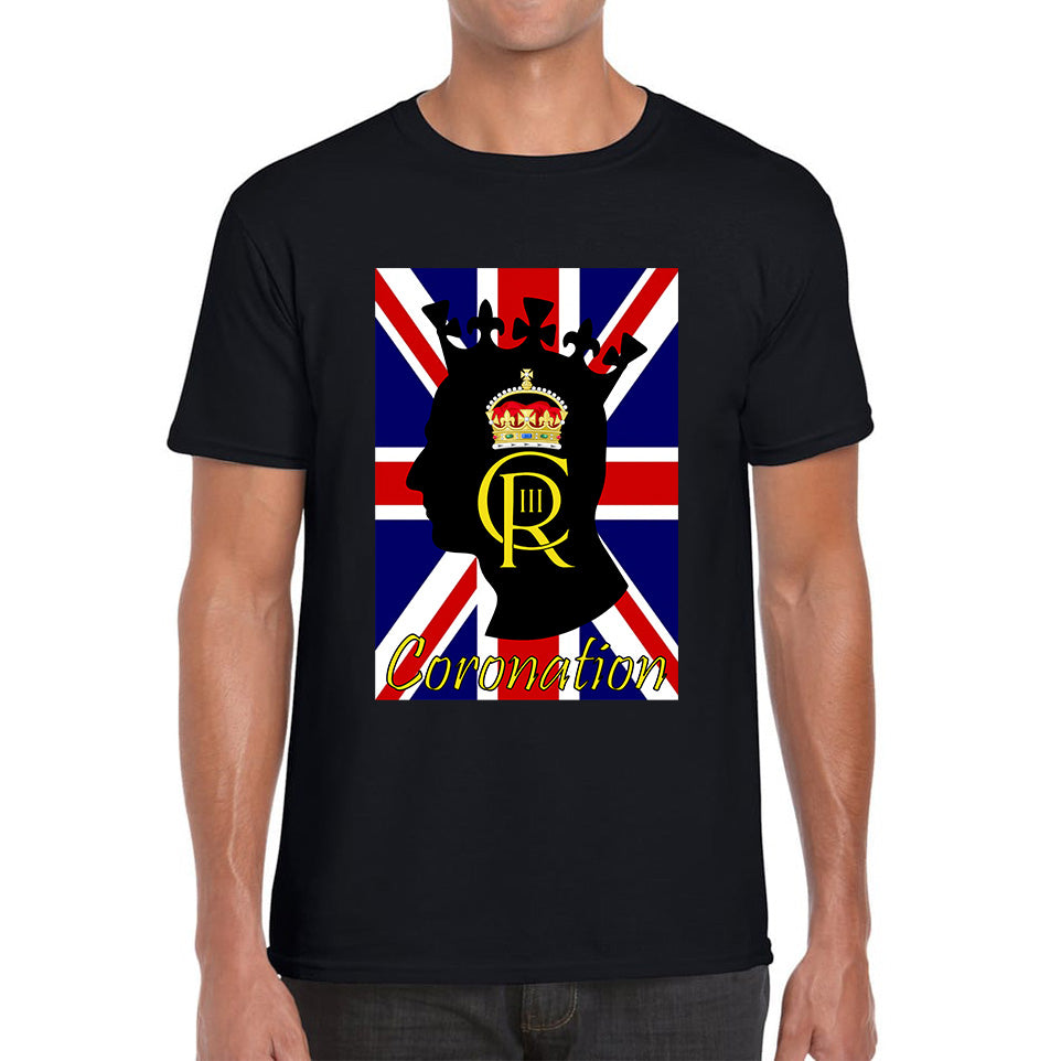 CR III Coronation Of King Charles III Royal Crown British Flag Great Britain Union Jack Mens Tee Top