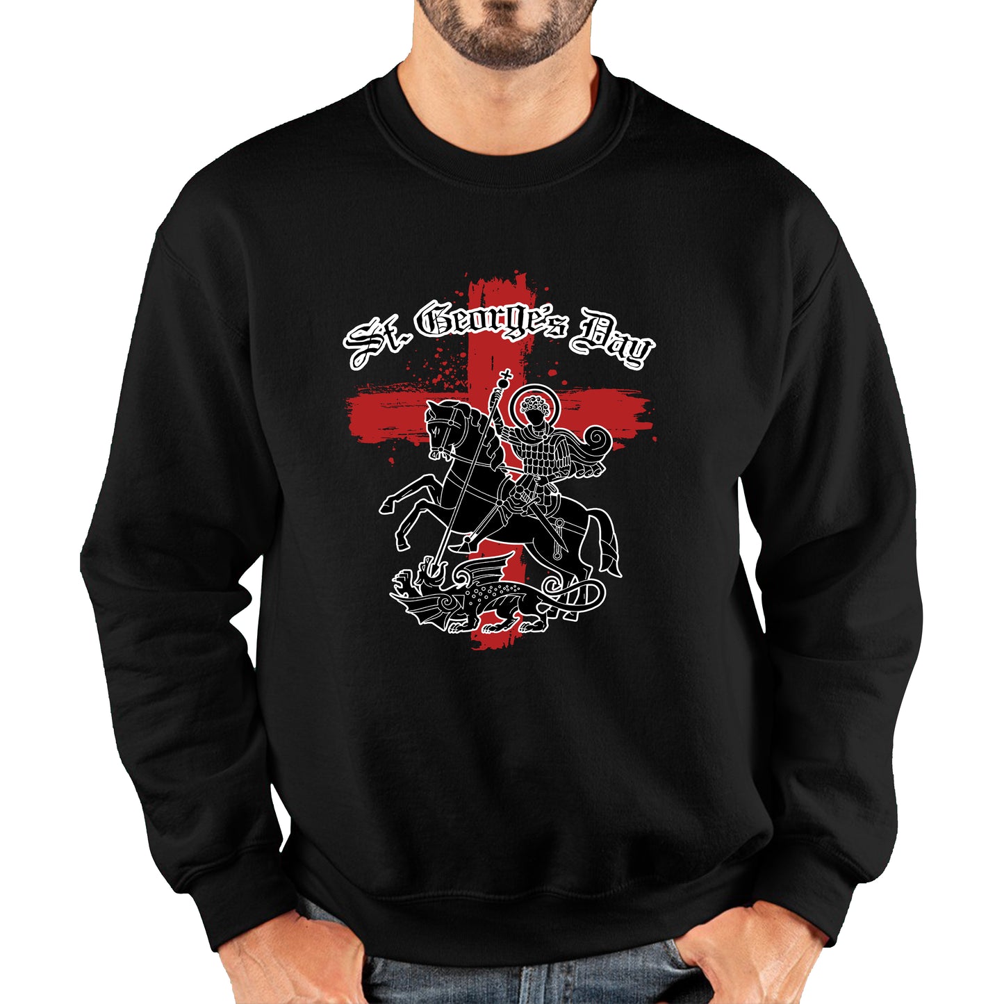 St George's Day Coat Of Arms Of Moscow Heraldic Horseman With A Spear In His Hand Slaying A Zilant Saint George And The Dragon England Flag Unisex Sweatshirt
