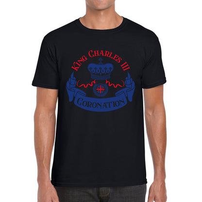 King Charles III Coronation Royal Crown CR III God Save The King Union Jack His Majesty Mens Tee Top