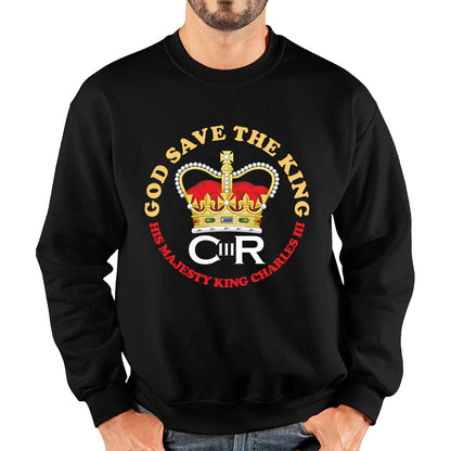 God Save The King CR III King Charles III Coronation 2023 His Majesty British Royal Crown Union Jack Unisex Sweatshirt