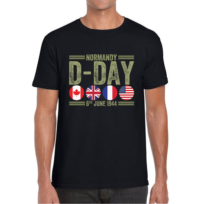 Normandy D-Day 6th June 1944 Normandy Landings World War II British Canadian Airborne Military Seaborne Invasion UK Army Veteran Patriotic Mens Tee Top