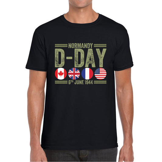 Normandy D-Day 6th June 1944 Normandy Landings World War II British Canadian Airborne Military Seaborne Invasion UK Army Veteran Patriotic Mens Tee Top