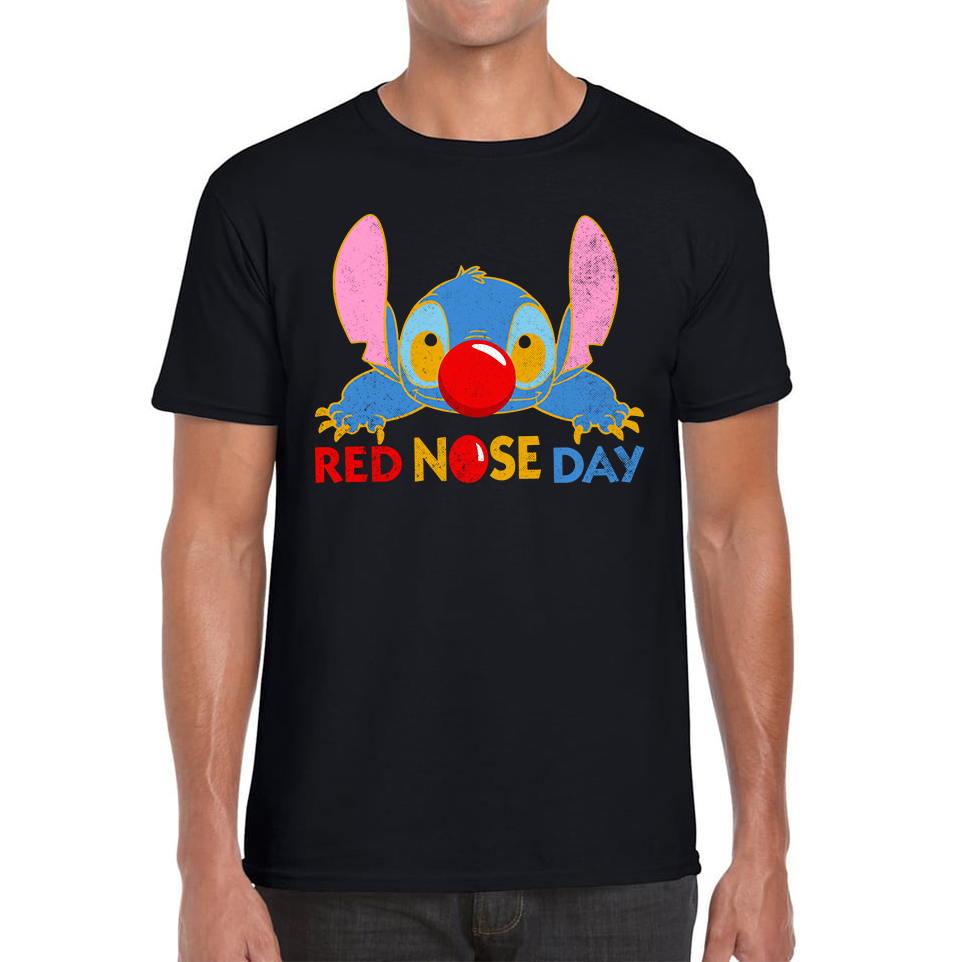 Disney Stitch Red Nose Day Tee Top Ohana Red Nose Day Funny Adult T Shirt. 50% Goes To Charity
