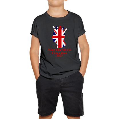 King Charles III Coronation 2023 United Kingdom King of England Royal Crown CR III His Majesty Kids T Shirt