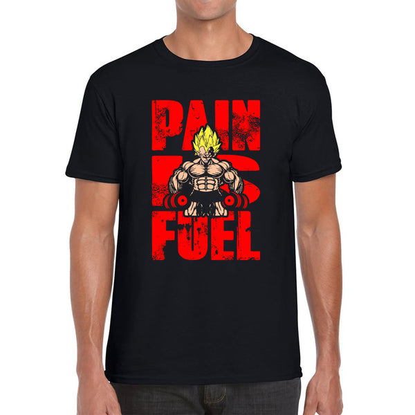 Pain Is Fuel Dragon Ball Z Super Saiyan Goku Kakalot Gym Training Musculation Dumbells Bodybuilding Workout Mens Tee Top