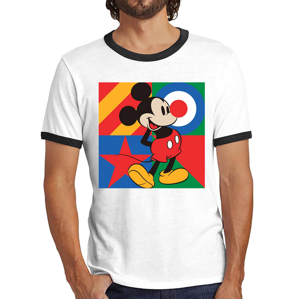 Mickey Mouse Disney Red Nose Day Ringer T Shirt. 50% Goes To Charity