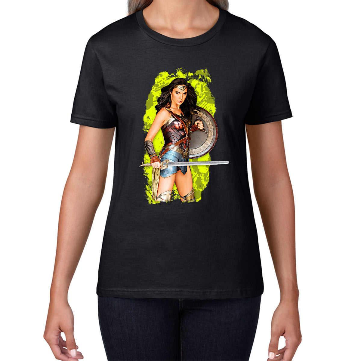 Gal Gadot Wonder Woman Shield Comic Book Character Wonder Girl Superhero Womens Tee Top