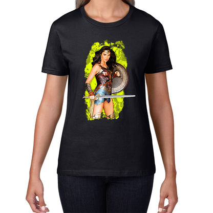 Gal Gadot Wonder Woman Shield Comic Book Character Wonder Girl Superhero Womens Tee Top