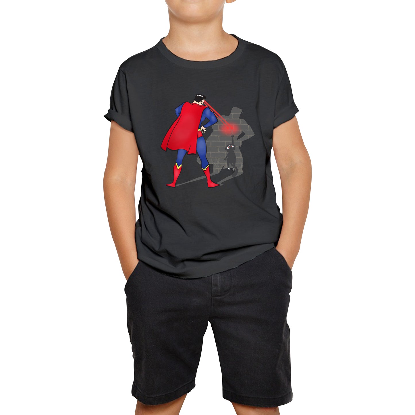 Bigman With Cat Funny Spider Cat Comics Black Cat Spider Movie Kids Tee