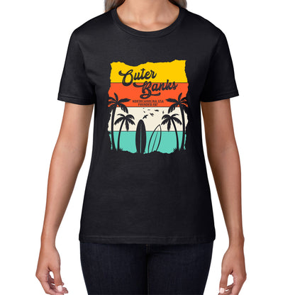 Outer Banks North Carolina NC Vintage Retro Beach Sunset TV Series JJ Maybank Pogue life OBX Fans Womens Tee Top