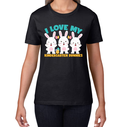 I Love My Kindergarten Bunnies Teacher Easter Bunny Teacher Back To School Womens Tee Top
