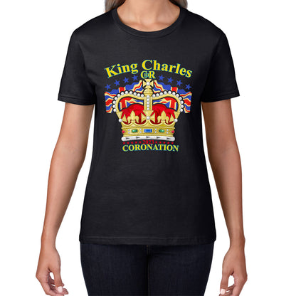 King Charles III 2023 Coronation  Royal Crown UK Ruling Monarch CR III Great Britain Pride Womens Tee Top