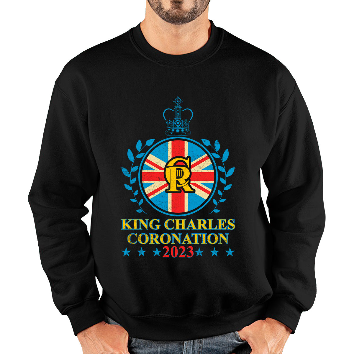 King Charles III Coronation 2023 Union Jack CR III Ruling Monarch Of England Great Britain Unisex Sweatshirt