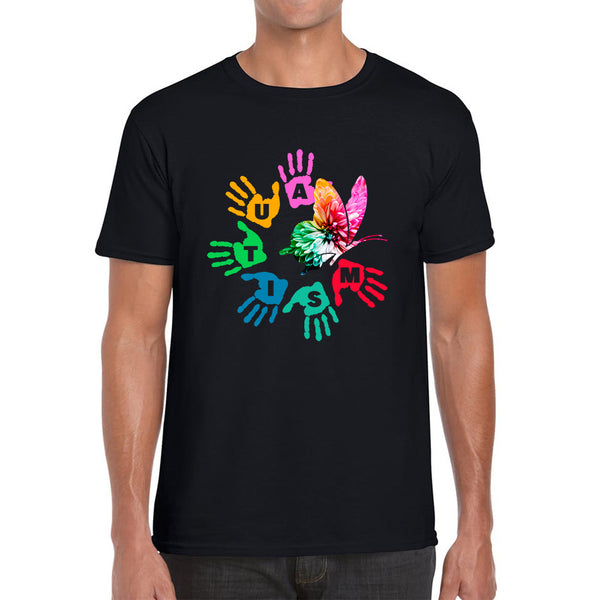 Autism Awareness Butterfly Peace Lover Autism Rainbow Be Kind Acceptance Autism Support Mens Tee Top