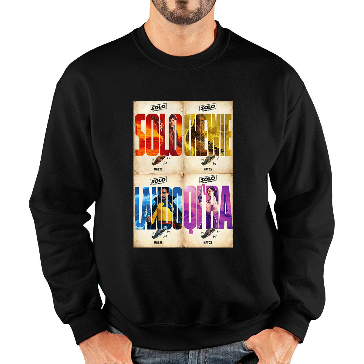 Solo A Star Wars Story Posters Solo Chewie Lando Qira Sci-fi Action Adventure Movie Characters Star Wars Galaxy's Edge Trip Unisex Sweatshirt