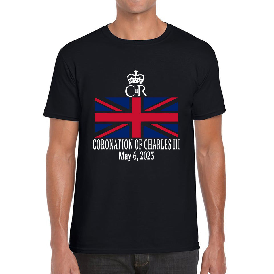 Royal Cypher CR III Coronation Of Charles III 6th May 2023 King Charles III Royal King British Flag Mens Tee Top