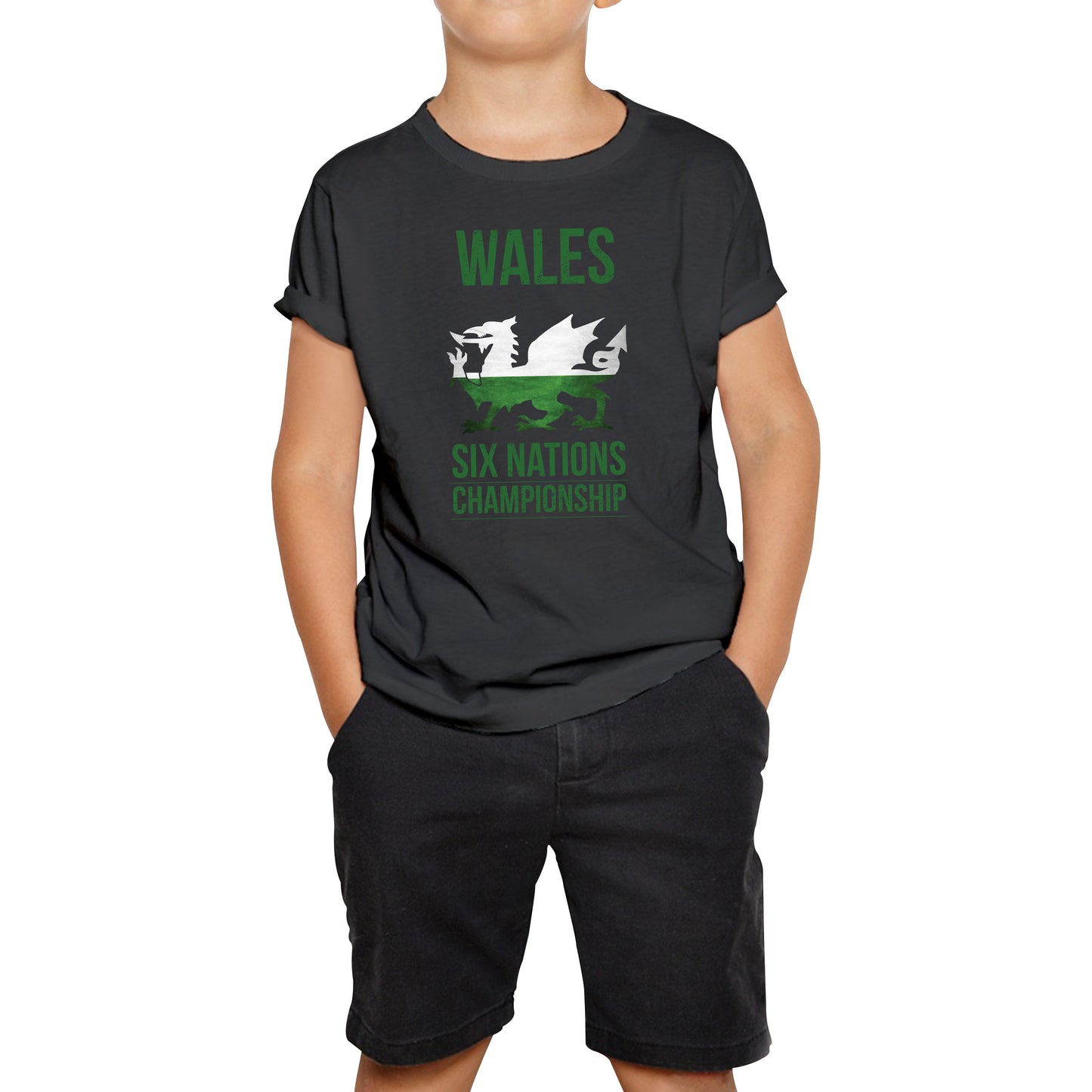 Wales Flag Logo Rugby Cup European Support World Six Nations Championship Kids Tee