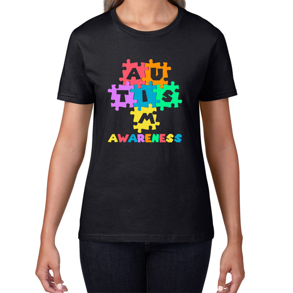 Autism Awareness Jigsaw Puzzle Pieces Autism Support Acceptance Autistic Pride Autism Month Womens Tee Top