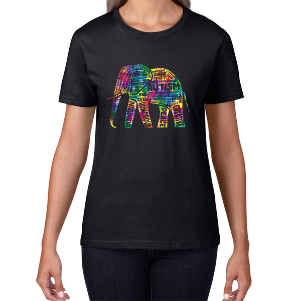 Autism Awareness Elephant word cloud Autism Elephant Autism Support Acceptance Womens Tee Top