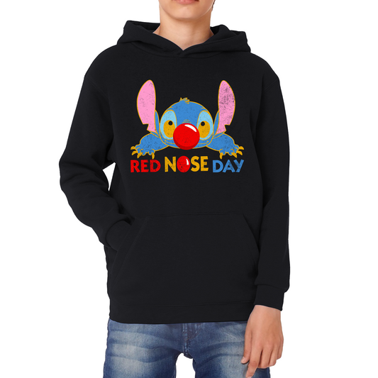 Disney Stitch Red Nose Day Childerens Hoodie Top Ohana Red Nose Day Funny Kids Hoodie. 50% Goes To Charity