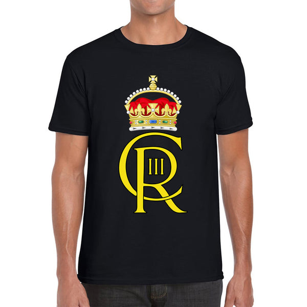Royal Cypher King Charles III Coronation CR III Ruling Monarch Of Uk Royal Crown Great Britain Mens Tee Top