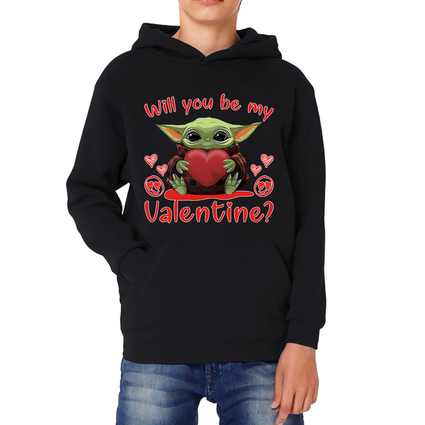Baby Yoda Hoodie Top Will You Be My Valentine Kids Hoodie