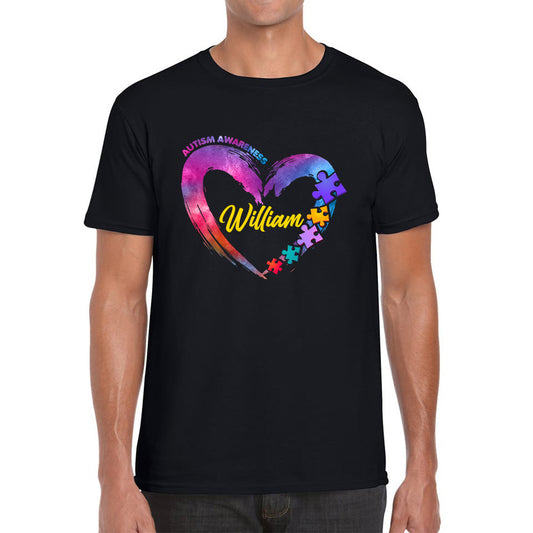 Personalised Autism Awareness Puzzle Pieces Your Name Autism Support Autistic Pride Autism Warrior Mens Tee Top