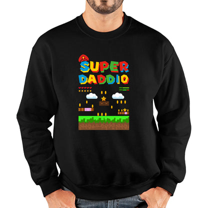 Super Daddio Daddy Super Mario Spoof Gamer Dad Mario Bros Super Dad Father's Day Game Series Unisex Sweatshirt
