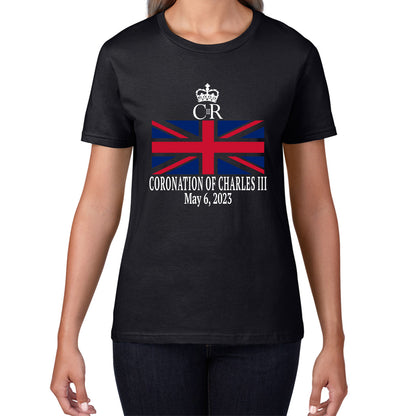 Royal Cypher CR III Coronation Of Charles III 6th May 2023 King Charles III Royal King British Flag Womens Tee Top