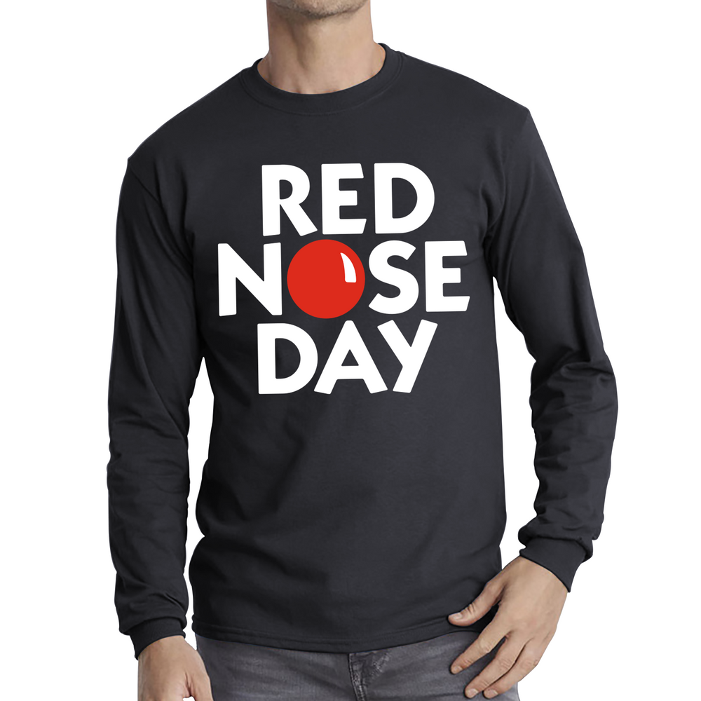 Red Nose Day Adult Long Sleeve T Shirt. 50% Goes To Charity
