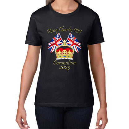King Charles III Coronation 2023 United Kingdom Flags Royal Crown Ruling Monarch Of England CR III Womens Tee Top