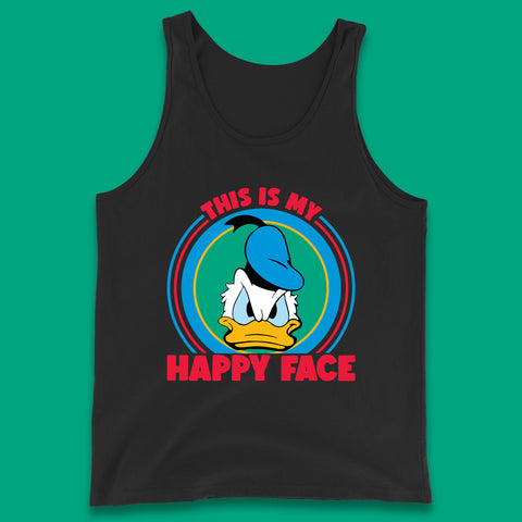 This Is My Happy Face Donald Duck Funny Animated Cartoon Character Angry Duck Disneyland Trip Disney Vacations Tank Top