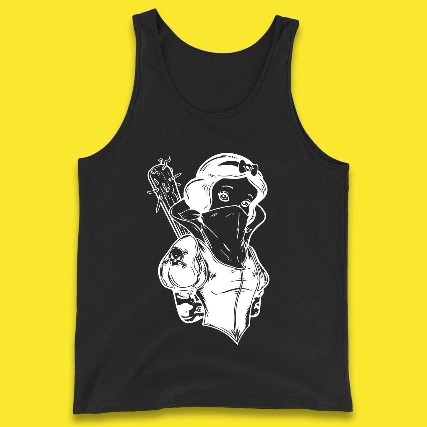 Not So Snow White Twisted Rock Parody Disney Princess Gangster Skull Tattoo Punk Princess Tattooed Emo Alice In A Jack Tank Top