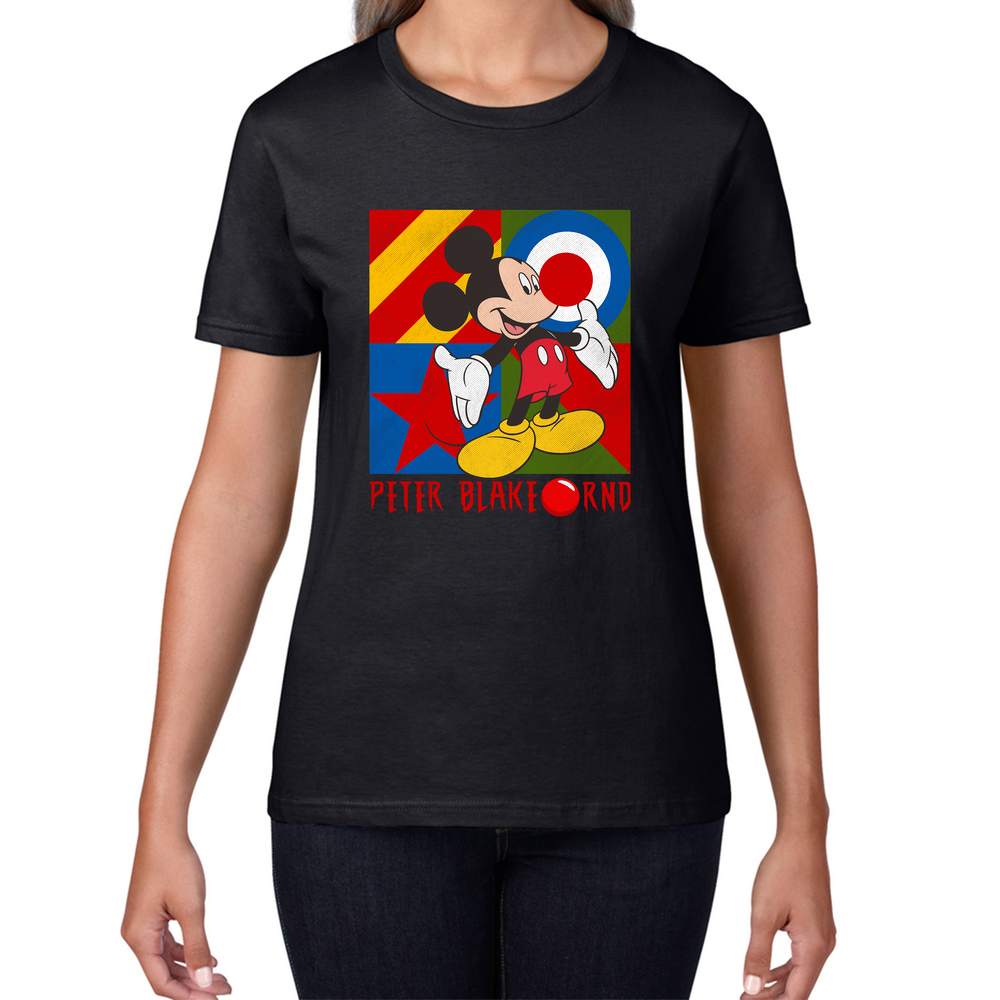 Peter Blake Mickey Mouse Red Nose Day Ladies T Shirt. 50% Goes To Charity