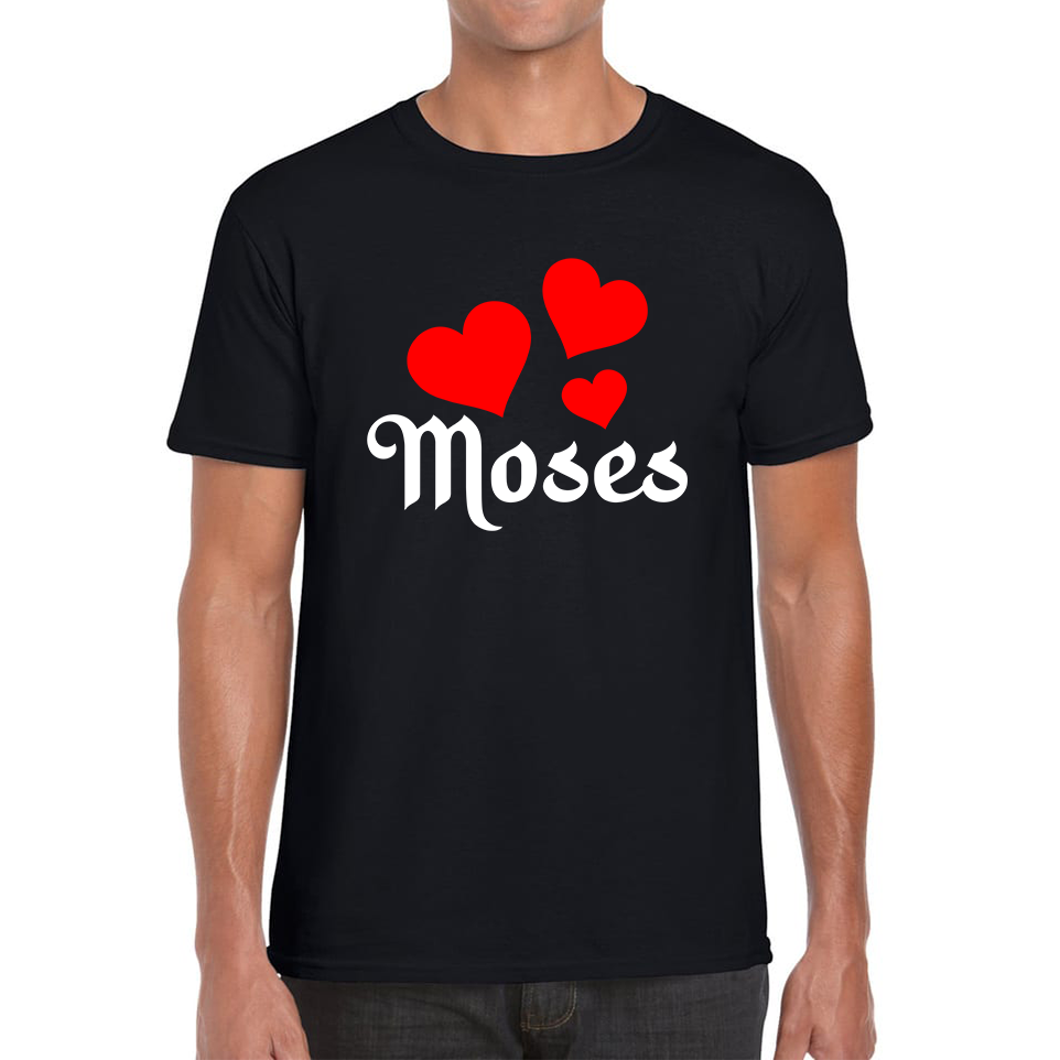 Moses Hearts Religions Prophet Jewish Founder Of Monotheistic Belief Mens Tee Top