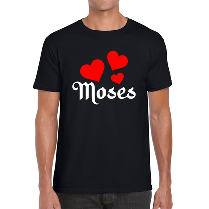 Moses Hearts Religions Prophet Jewish Founder Of Monotheistic Belief Mens Tee Top