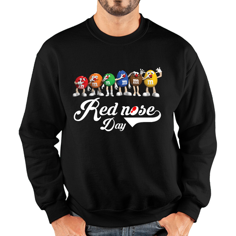 M and M's Red Nose Day Adult Sweatshirt. 50% Goes To Charity