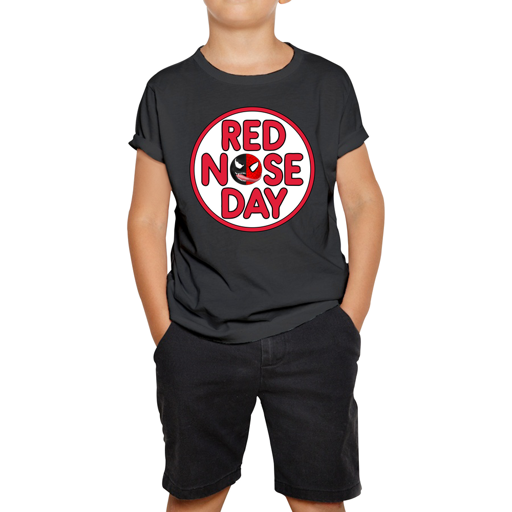 Marvel Venom Spiderman Red Nose Day Kids T Shirt. 50% Goes To Charity