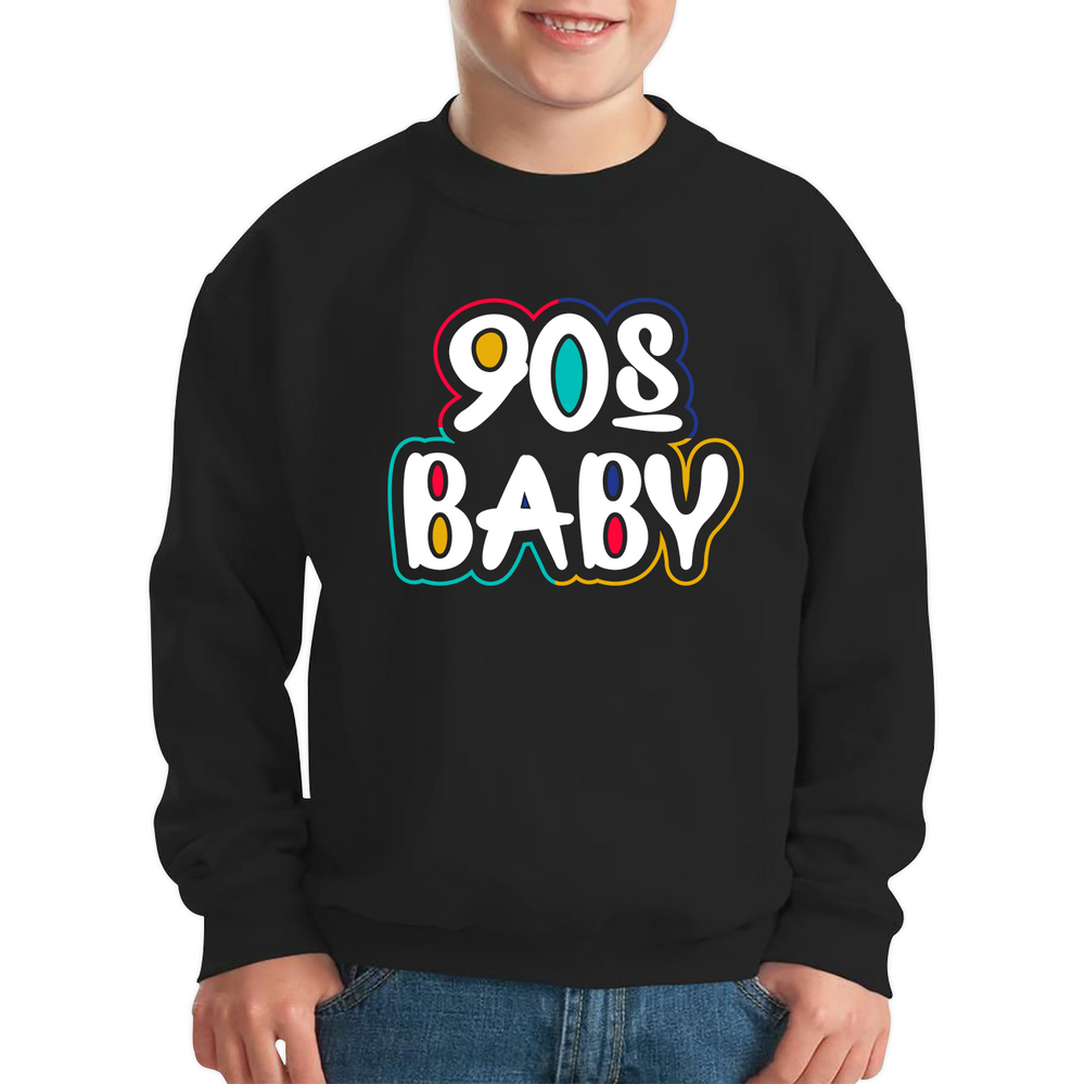 90s Baby Jumper Awesome cool 90's baby fashion Vintag Funny Joke Novelty Design Kids Sweatshirt