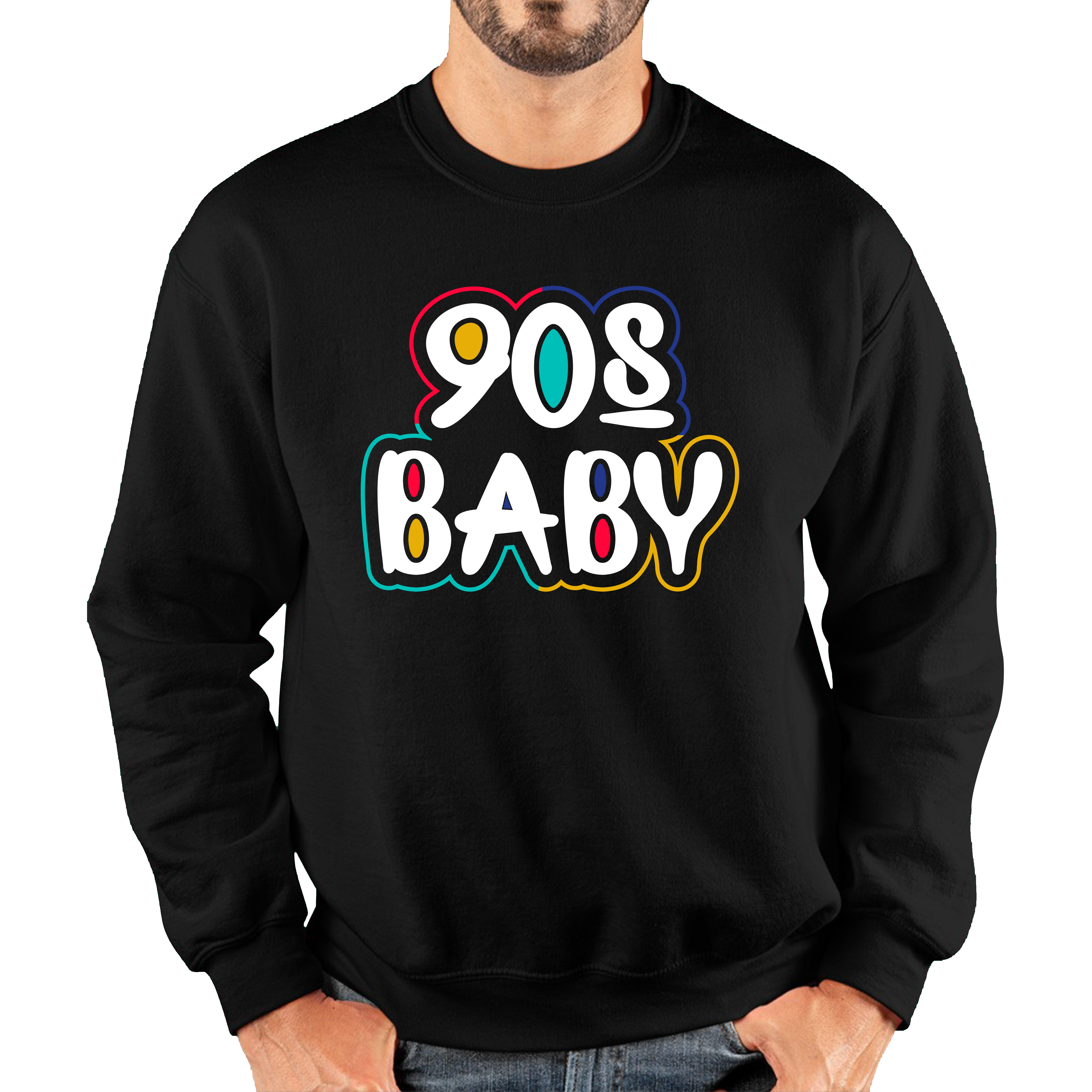 90s Baby Jumper Awesome cool 90's baby fashion Vintag Funny Joke Novelty Design Unisex Sweatshirt