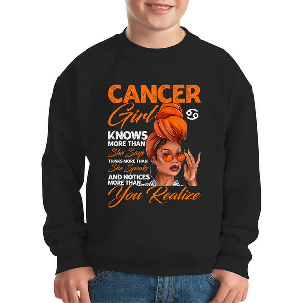Cancer Girl Knows More Than Think More Than Horoscope Zodiac Astrological Sign Birthday Kids Jumper