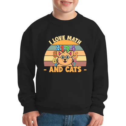 I Love Math And Cats Number Day Funny Maths Day Cats Lovers Counting Vintage Kids Jumper